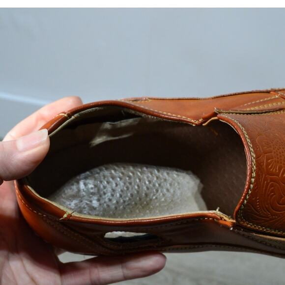 Stacy Adams Men's Brown Tooled Napa Rust Paisley Embroidered Leather Loafer 11M - Picture 9 of 10